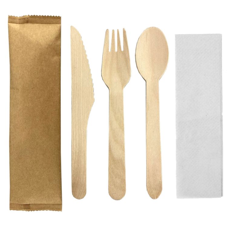 Picture of 4pcs Wooden Cutlery Set