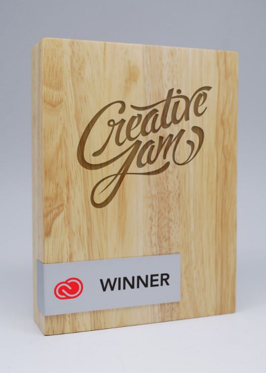 Picture of Wood Block Award with Printed Metal Plate