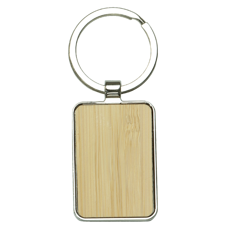 Picture of Rectangle Recycled Zinc Alloy Keyring with Bamboo