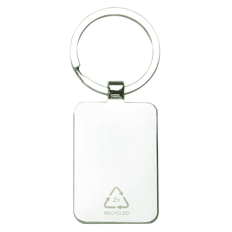 Picture of Rectangle Recycled Zinc Alloy Keyring with Bamboo