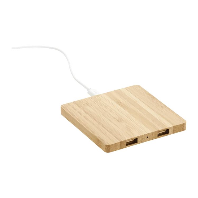 Picture of FSC Bamboo Wireless Charging Pad with Dual Outputs