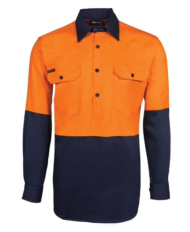 Picture of JB's Hi Vis Close Front L/S 190g Work Shirt