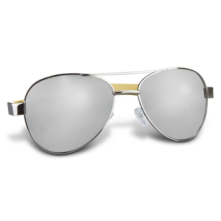 Picture of Aviator Mirror Lens Sunglasses - Bamboo