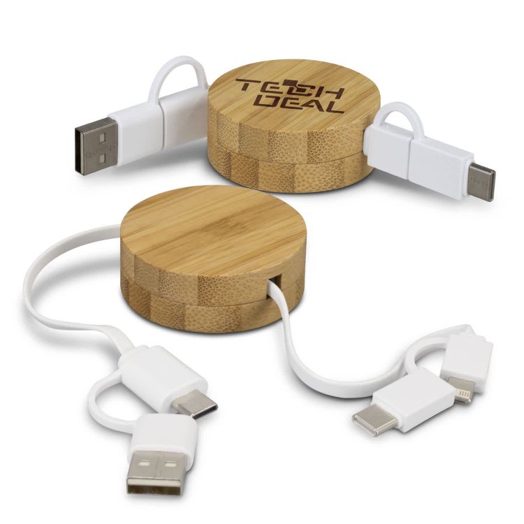 Picture of Bamboo Retractable Charging Cable