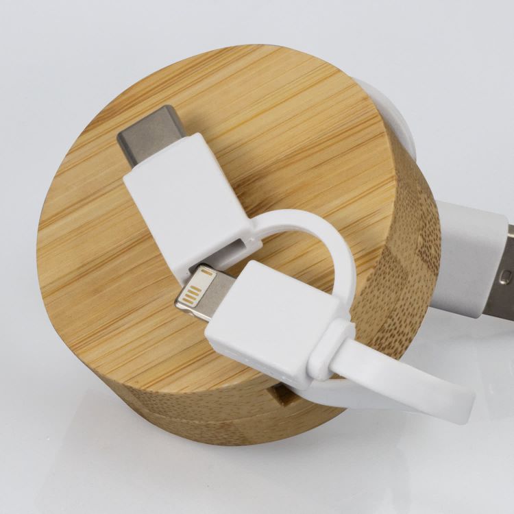 Picture of Bamboo Retractable Charging Cable