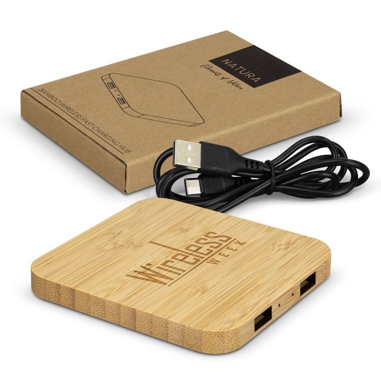 Picture of NATURA Bamboo Wireless Fast Charging Hub